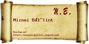 Mizsei Bálint névjegykártya